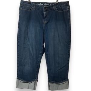 LL Bean Women's Favorite Crop Jeans, Blue, Size 16 Reg